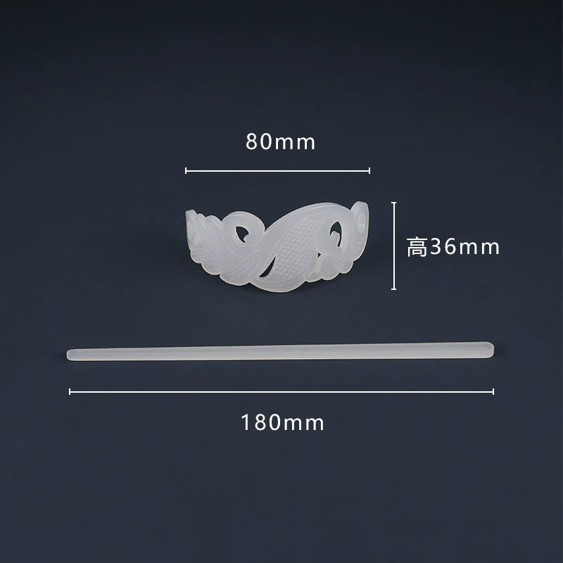 Bai Yu 白玉 Белый нефритовый набор с имитацией короны и палочек для волос унисекс династии Хань