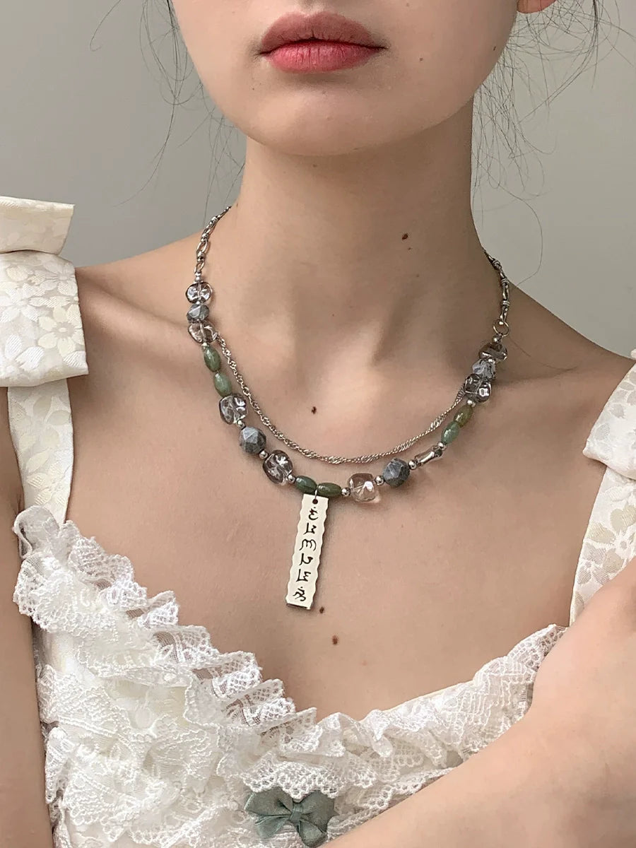 Jiu Xiao 九霄 Collier avec étiquette runique de style chinois Nine Heavens