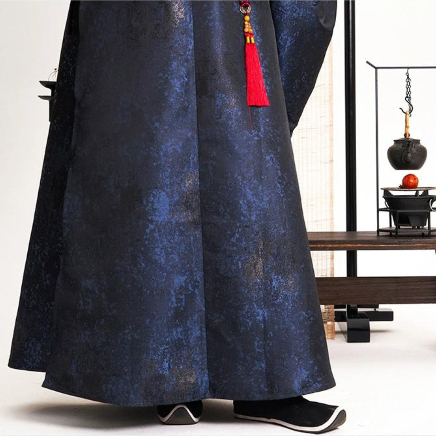 He Xuan 鹤轩 Crane Pavilion Dynasty Ming Yuanlingpao Мужской халат с круглым воротником