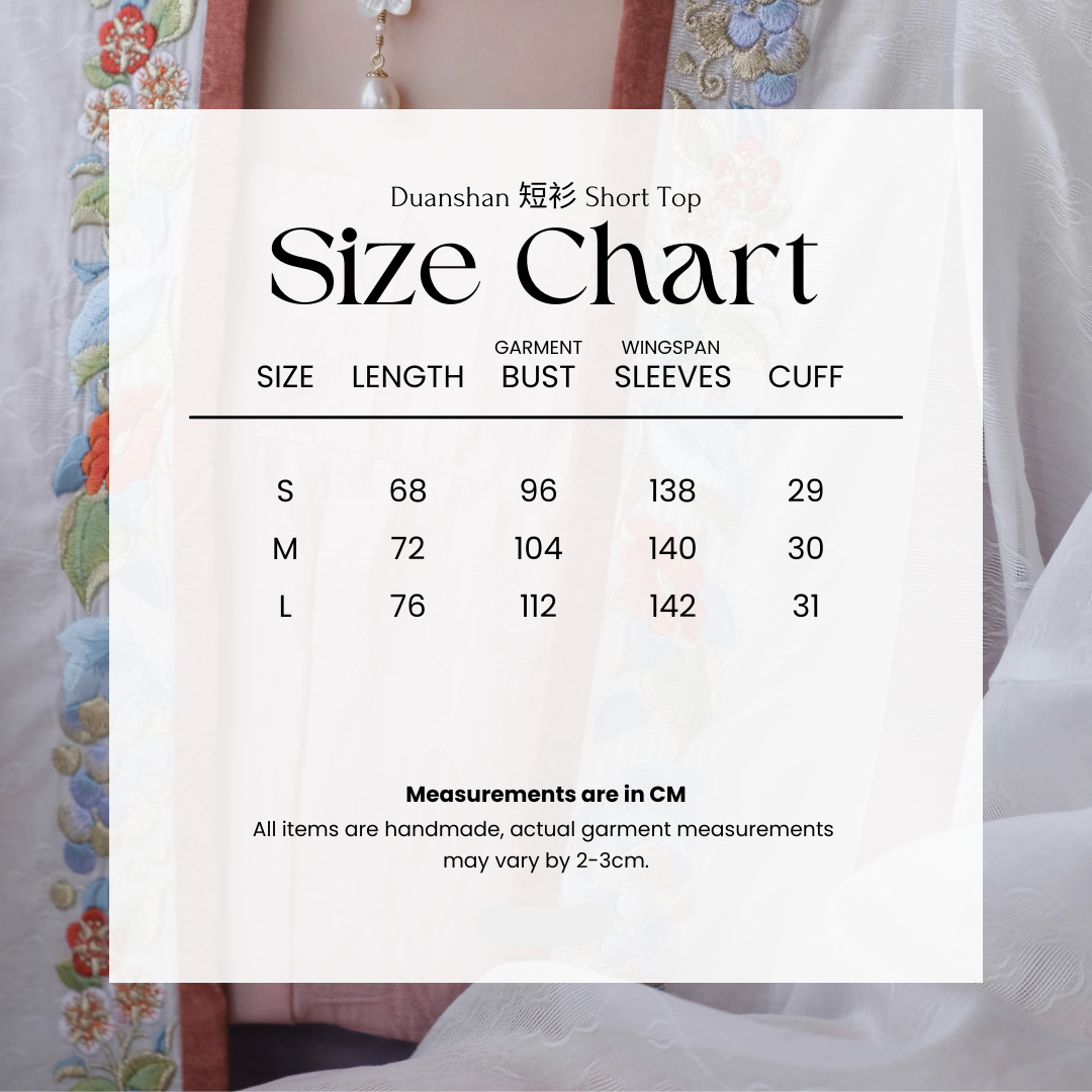 Yi Tiao 一条 Single Strip Song Dynasty Embroidered Floral Duanshan Short Top
