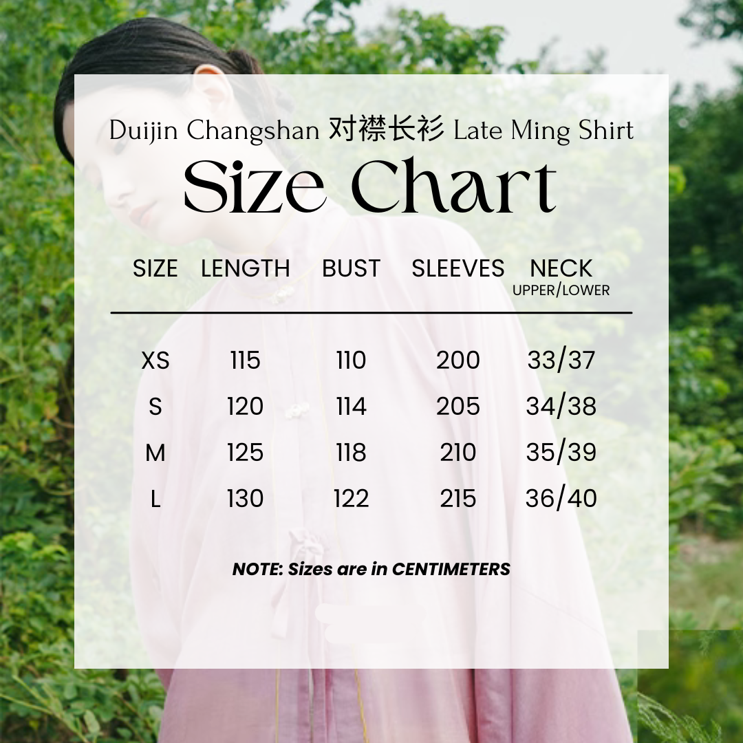 Tian Shui 天水 Sky Water Late Ming Duijin Changshan Parallel Panel Shirt