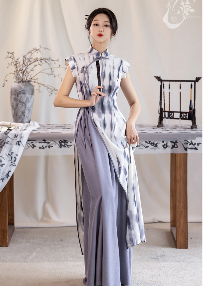 Mist 云烟 Robe Qipao moderne 2 pièces