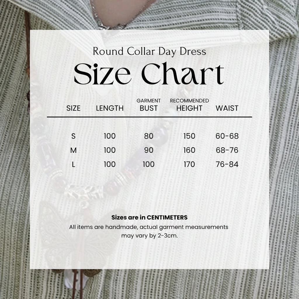 Lü Baihe 绿百合 Green Lily New Chinese Style Pure Cotton Round Collar Embroidered Day Dress