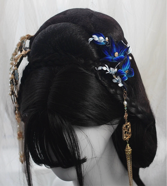Youfang Ting 幽芳亭 Pavilion of Subtle Fragrance New Chinese Style Velvet Flower Tassel Hairpin