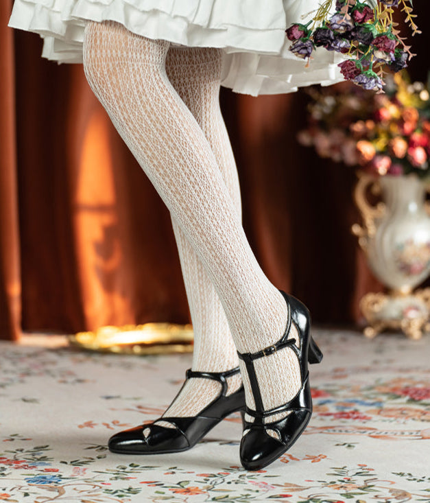 Aizhai 矮寨 Double Bridge 1930s Republic of China Style Wine-Glass Heel Genuine Leather Mary Janes