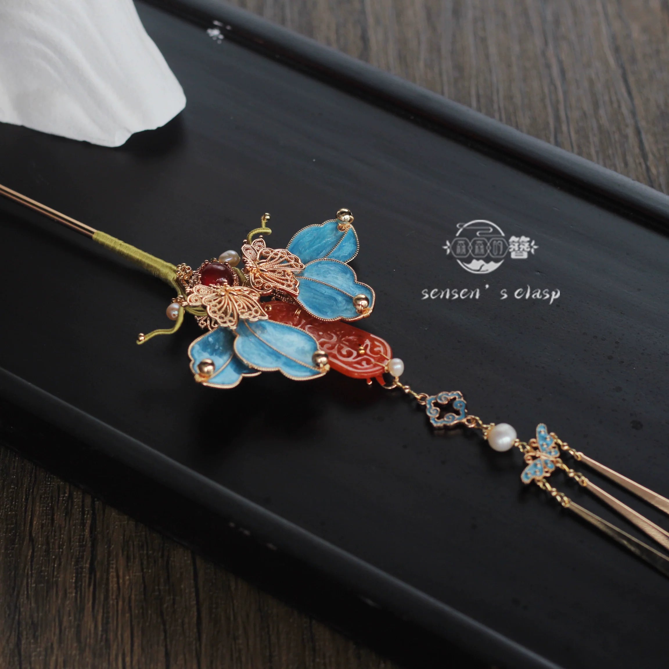 Muguang 慕光 Longing for Light New Chinese Style Crimson Tassel Hairpins