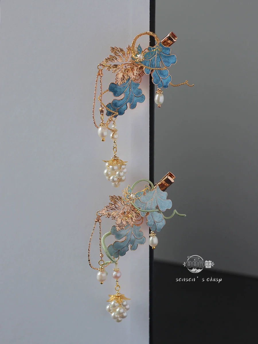 Pu Tao Jing 葡萄精 Grape Spirit New Chinese Style Pearl Hairclips