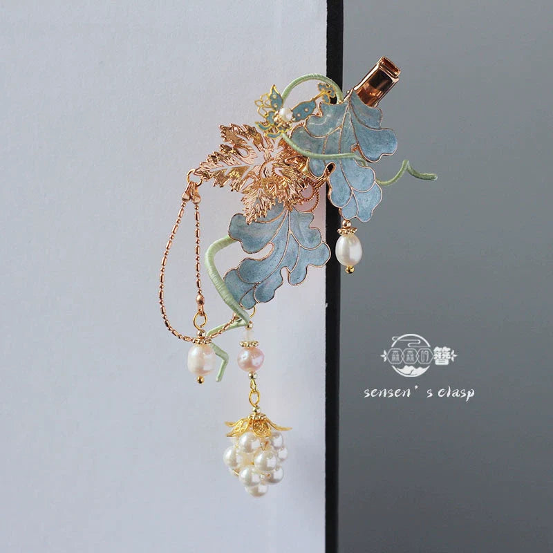 Pu Tao Jing 葡萄精 Grape Spirit New Chinese Style Pearl Hairclips