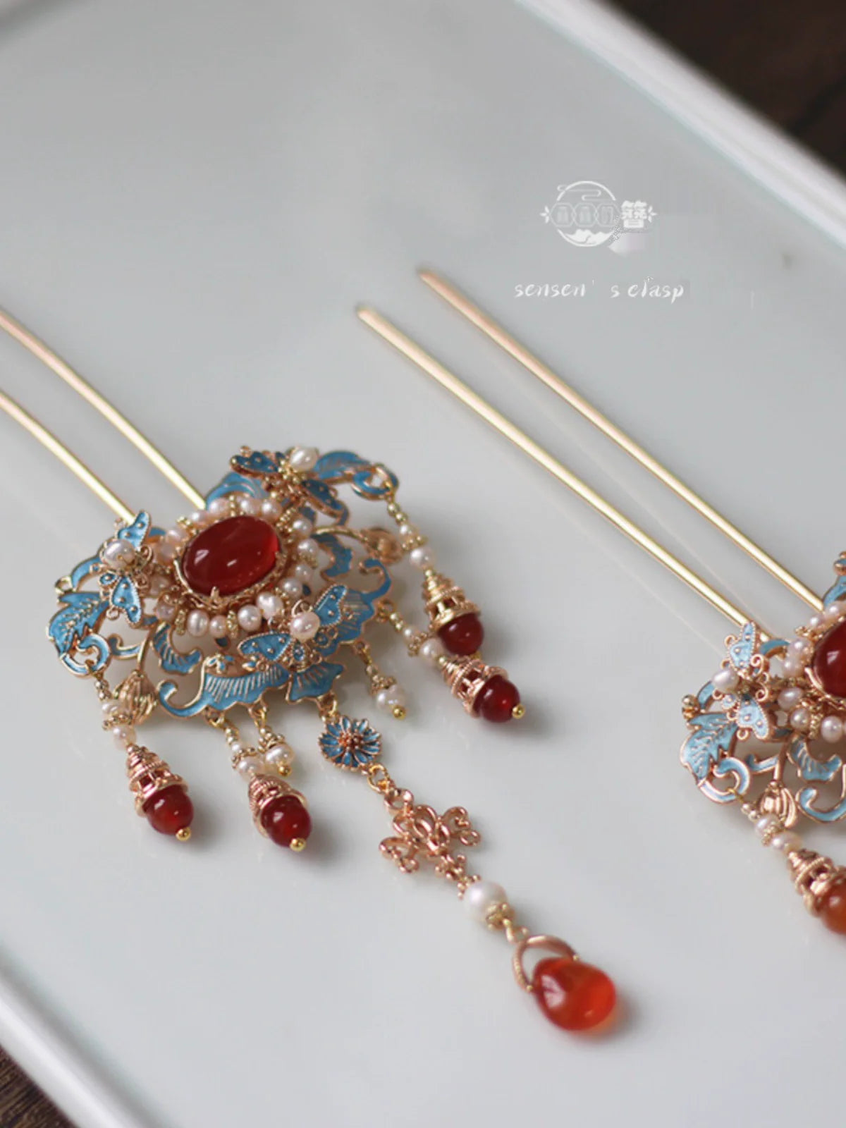 Moshang Yan 陌上烟 Mist on the Country Path Bian Zan Side Tassel Hairpin