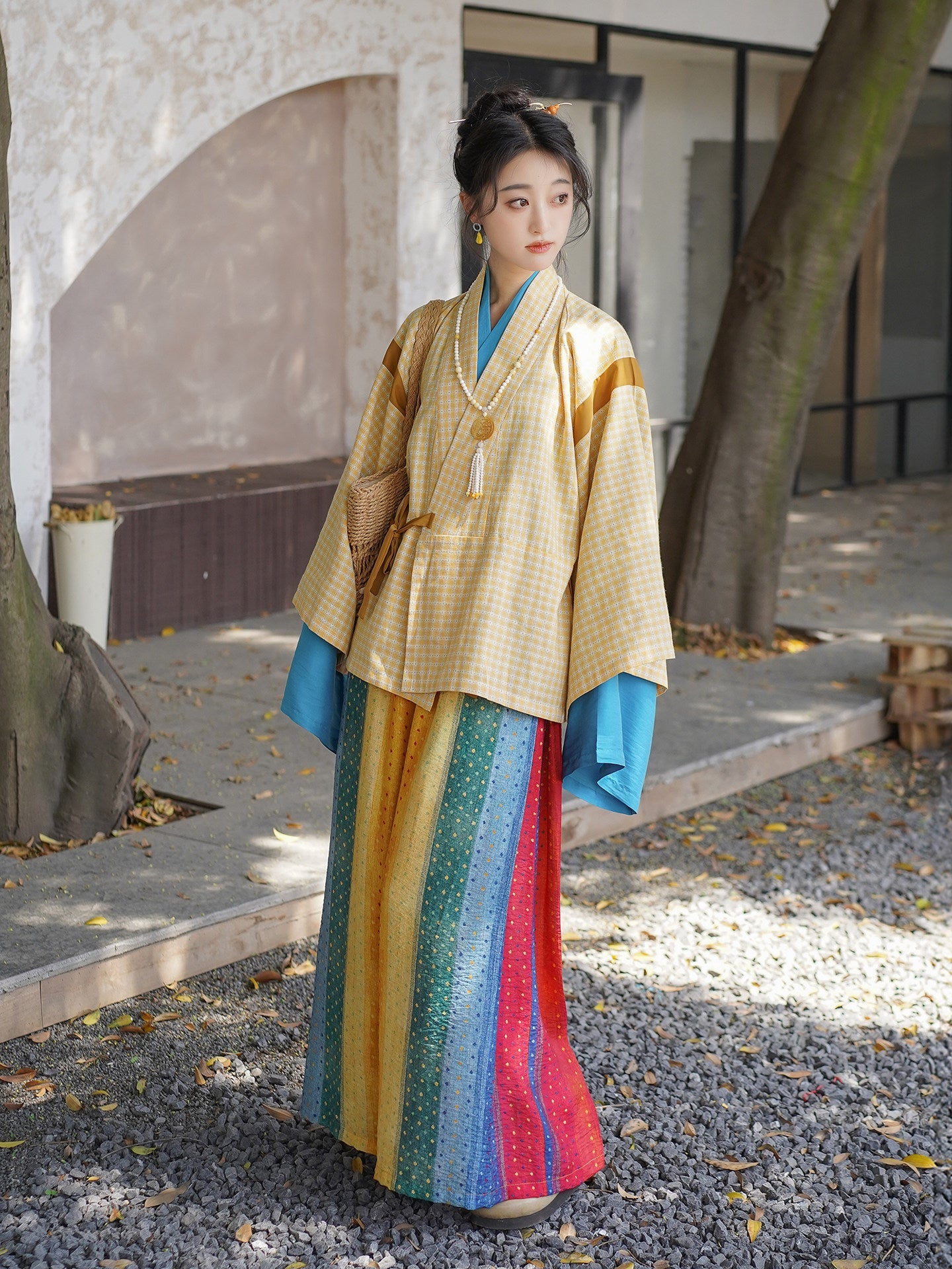 Caihong Tang 彩虹糖 Skittles Modernized Weijin Song Ru Tops & Wide Leg Trousers Set