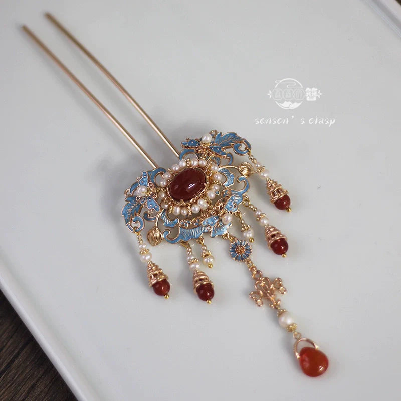 Moshang Yan 陌上烟 Mist on the Country Path Bian Zan Side Tassel Hairpin