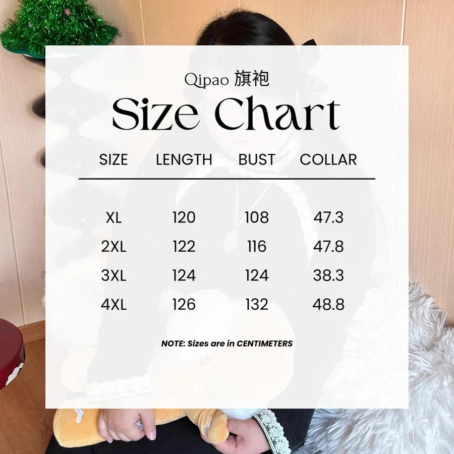 Bao Fufu 抱富富 Holding Fortune Plus Size Long Sleeve Lace Qipao